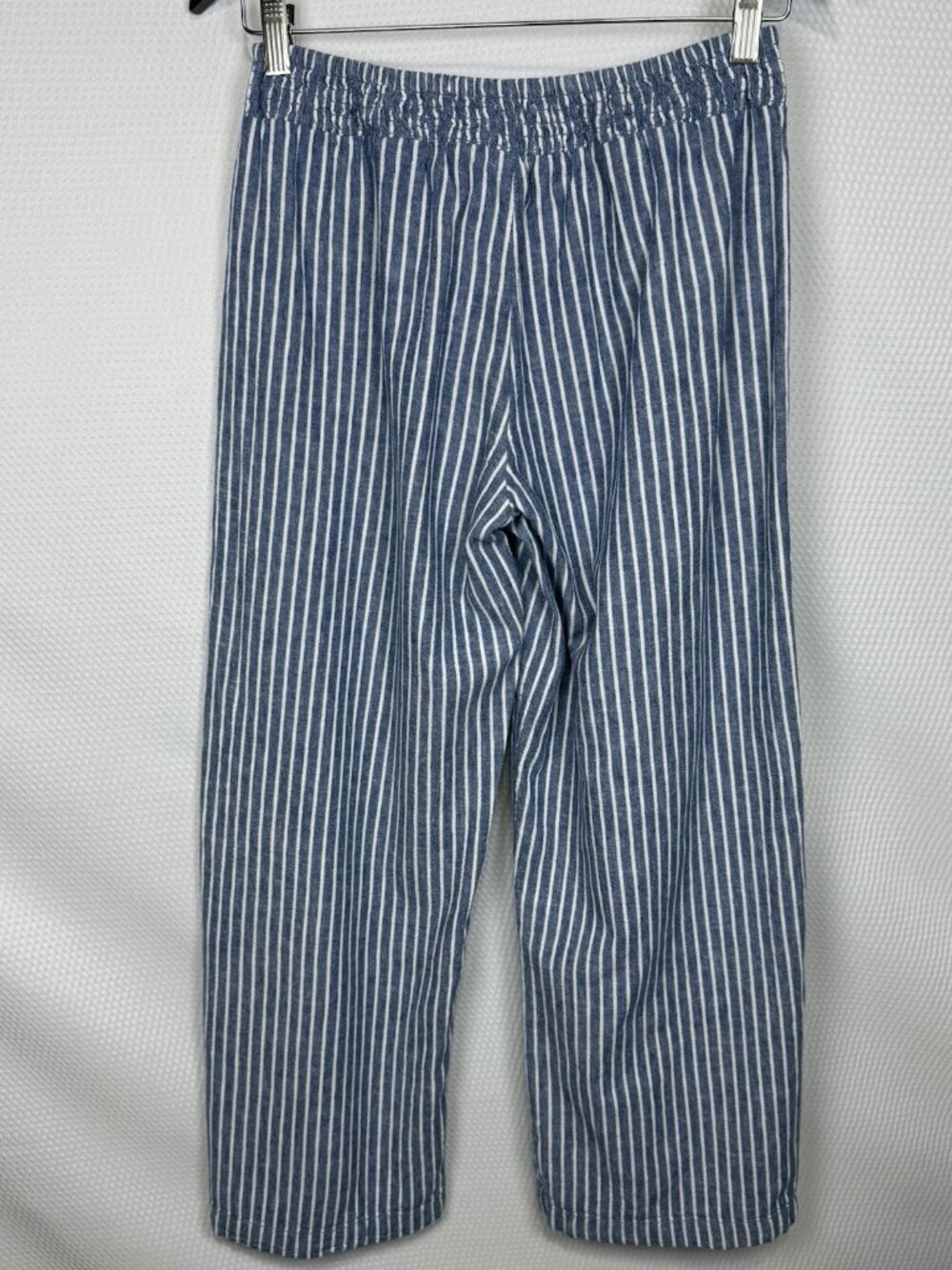 Beach Lunch Lounge Pants Sz Extra Small Linen Blend Striped Blue White Tie Waist - Picture 4 of 14